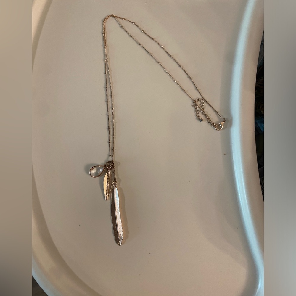 Rose gold feather necklace